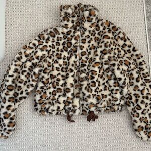Leopard Print Faux Fur Jacket